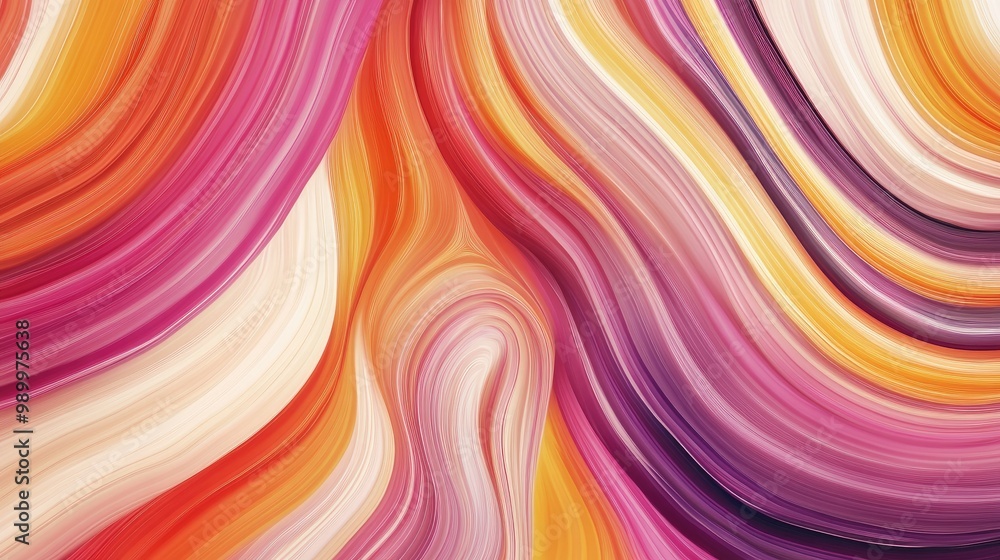 Poster bold, sweeping abstract lines forming a dynamic wave pattern in contrasting colors.