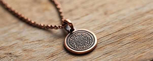 Hand-engraved copper pendant, rustic and personalized, handcrafted