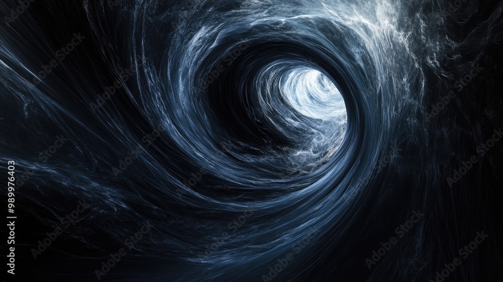 Poster dark abstract tunnel with swirling light patterns creating a sense of depth and motion.