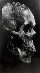 Human Skull in Black and White: A Contemplation on Mortality