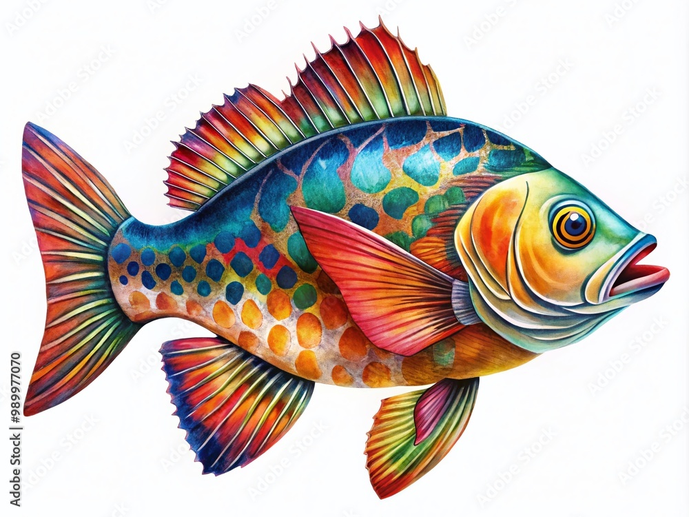 Poster stencil design of fish for creative art projects and decorative use in various artistic applications