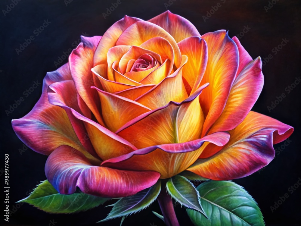 Poster step-by-step guide on how to draw an open rose with detailed instructions and illustrations