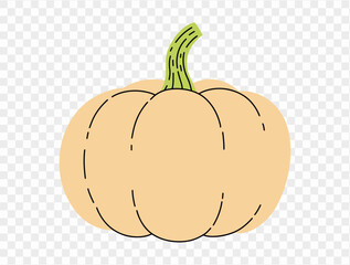 Pumpkin hand draw style isolated on png or transparent texture,Halloween party background ,element template for poster, brochures, online advertising, vector illustration 