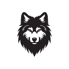 wolf head silhouette, Stylized silhouette icons of a wolf face on a white background, depicted in vector format