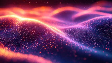 Abstract Digital Landscape with Glowing Particles