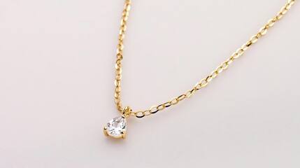 Fototapeta premium Minimalist drop necklace, tiny gemstones, gold chain, handcrafted for a sleek and modern look