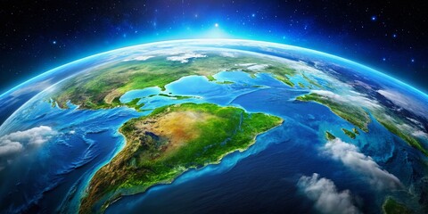 Stunning Aerial View of Earth from Space Highlighting Blue Oceans and Green Landmasses Below