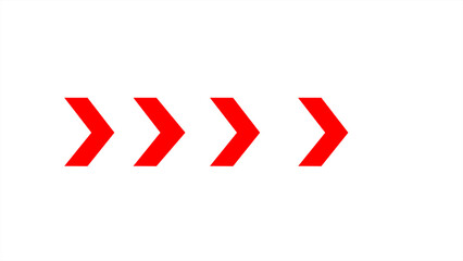 Red arrow pointing left to right direction on white background