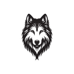 wolf head silhouette, Stylized silhouette icons of a wolf face on a white background, depicted in vector format