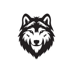 wolf head silhouette, Stylized silhouette icons of a wolf face on a white background, depicted in vector format