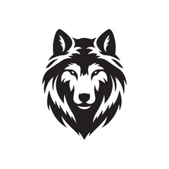 wolf head silhouette, Stylized silhouette icons of a wolf face on a white background, depicted in vector format