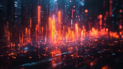 Obraz premium Futuristic Cityscape with Glowing Towers