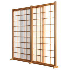wooden window on transparent background, clipping path, png, 