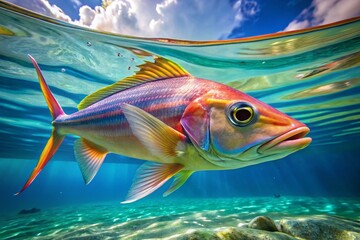 Stunning Close-Up of a Ribbon Fish Swimming Gracefully in Crystal Clear Ocean Waters Underwater