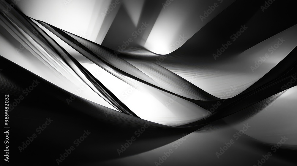 Poster Shadowy abstract forms in motion, with sharp light contrasts creating a surreal atmosphere