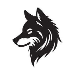 wolf head silhouette, Stylized silhouette icons of a wolf face on a white background, depicted in vector format