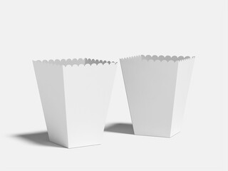 White Blank Popcorn Bucket Mockup 3D Isolated