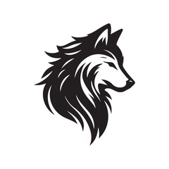 wolf head silhouette, Stylized silhouette icons of a wolf face on a white background, depicted in vector format