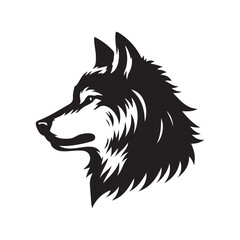 wolf head silhouette, Stylized silhouette icons of a wolf face on a white background, depicted in vector format