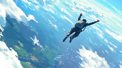 Skydiving Adventure  Freefall Over Clouds