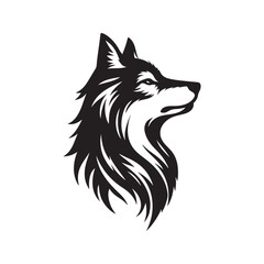 wolf head silhouette, Stylized silhouette icons of a wolf face on a white background, depicted in vector format