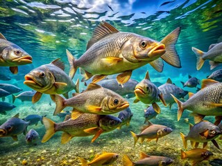 Naklejka premium Stunning images showcasing buffalo fish swimming gracefully in their natural aquatic habitat