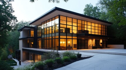 Sleek ultramodern home exterior with smooth walls and large glass windows.