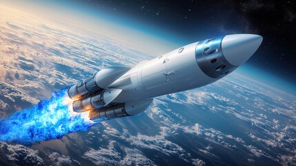 Fototapeta premium Spacecraft Launch into Earth s Atmosphere