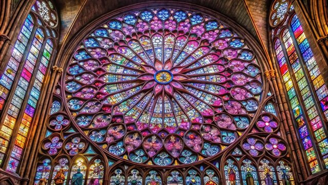 Stunning Rose Window at Notre Dame Cathedral Showcasing Intricate Stained Glass Artistry and Design