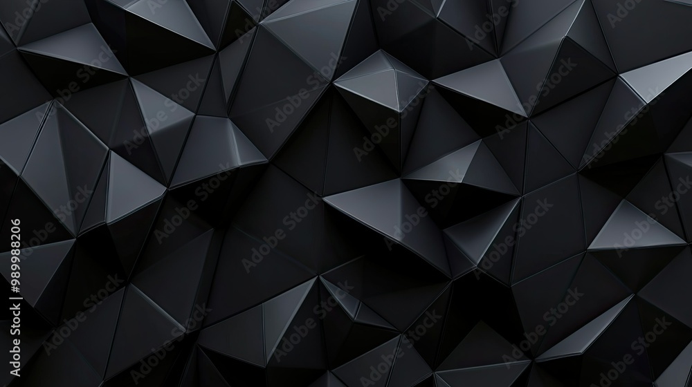 Poster 3d black diamond pattern with smooth textures on a dark background, creating a sophisticated abstrac