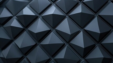 Obraz premium 3D black diamond pattern with smooth textures on a dark background, creating a sophisticated abstract wallpaper.