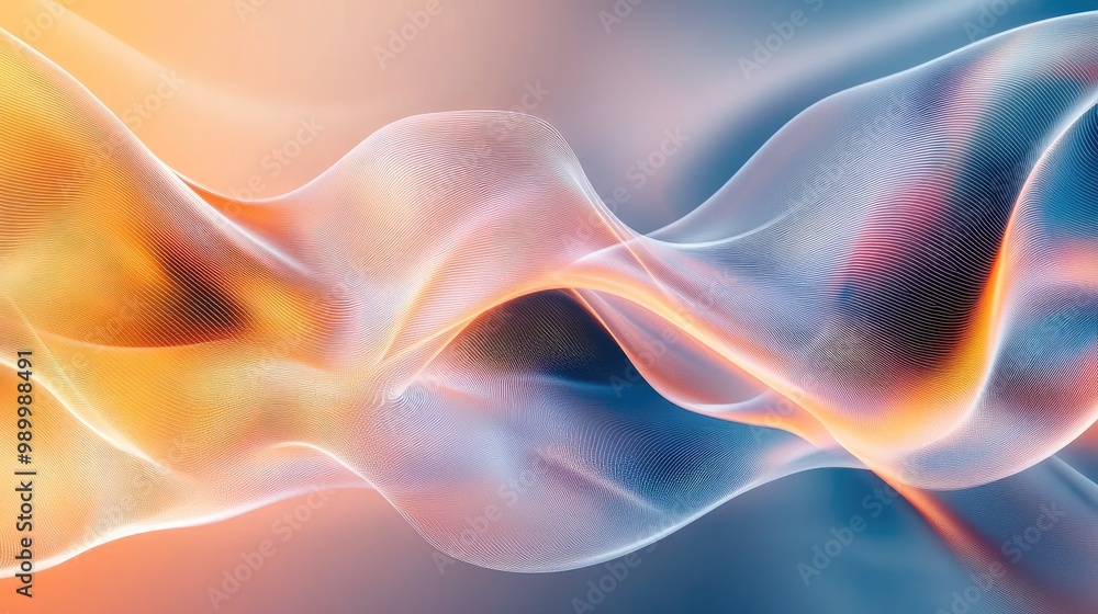 Aufkleber soft, flowing abstract lines creating a sense of movement and depth on a gradient background.
