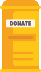 Yellow donation box standing, encouraging people to contribute to a good cause