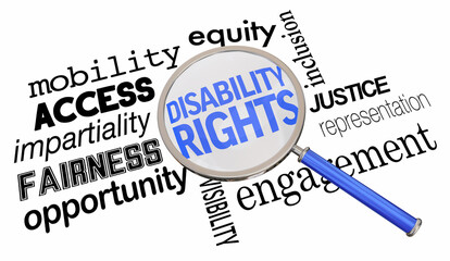 Disability Rights Magnifying Glass Advocacy Justice Fairness Access 3d Illustration