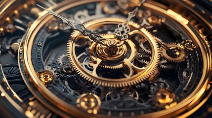 Obraz premium Hyper-realistic vintage clock with intricate gears and sharp textures, detailed and high quality
