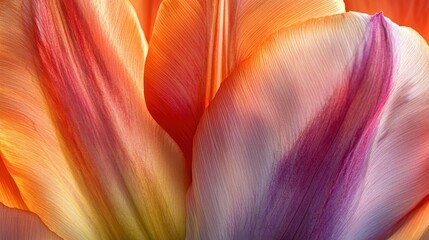 A close-up of a tulip petals, showcasing its vibrant colors and delicate texture.