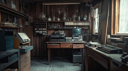 Abandoned Workshop with Vintage Electronics and Tools