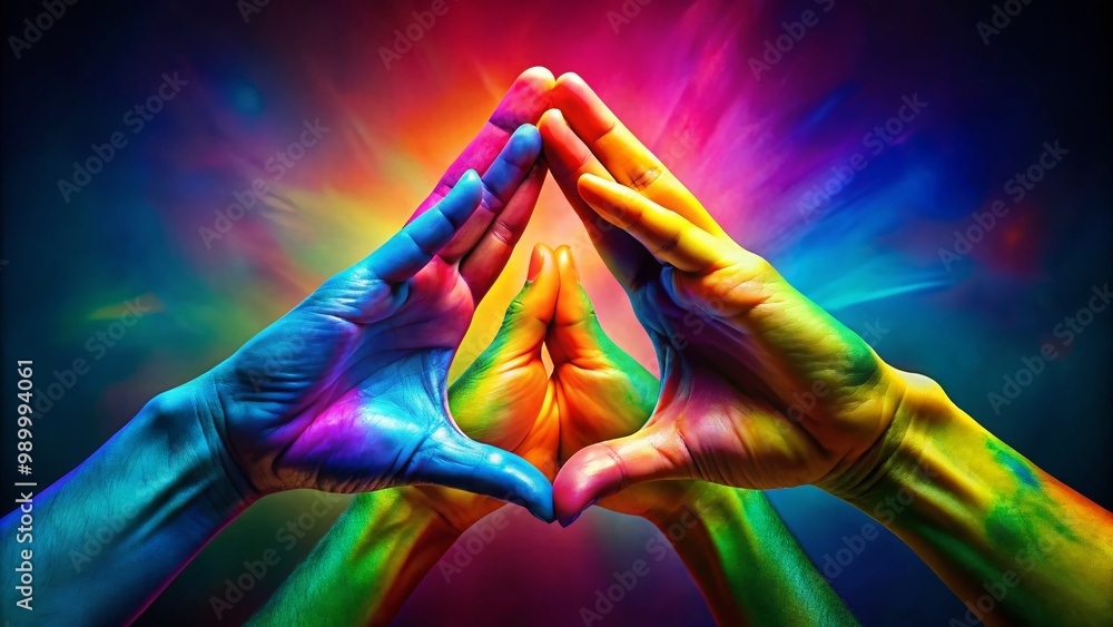 Poster triangle hand gesture symbolizing unity, creativity, and connection in various contexts and designs