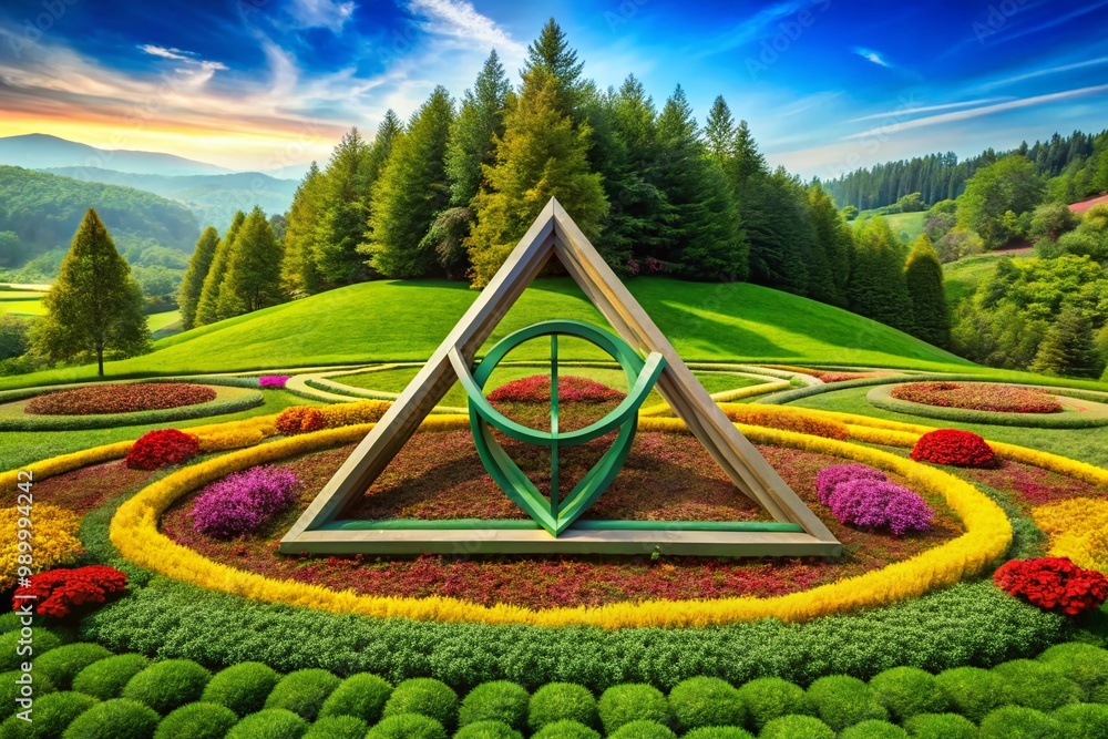 Poster triangle with three interconnected circles symbolizing unity, balance, and harmony in design