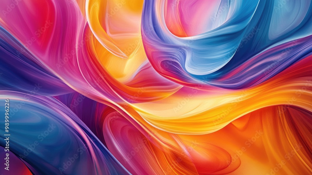 Poster vibrant abstract lines flowing like liquid, creating a sense of movement and energy.