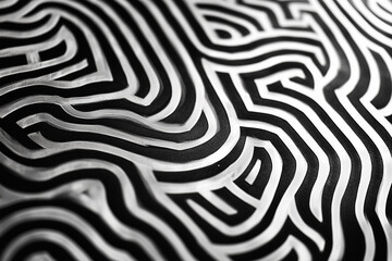 Naklejka premium Minimalist Black and White Lines Forming Intricate Geometric Patterns in a Modern Abstract Composition