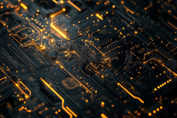 Futuristic Circuitry Patterns Forming Abstract Techno Designs with Glowing Neon Accents