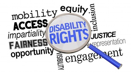 Disability Rights Magnifying Glass Advocacy Justice Fairness Access 3d Animation