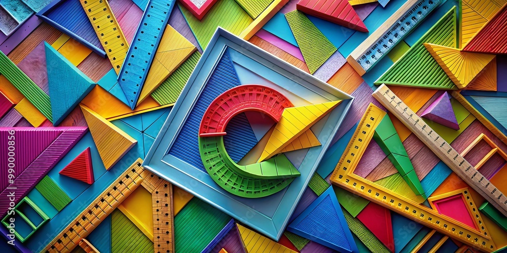 Poster various geometric angles and shapes representing mathematical concepts and measurements in education