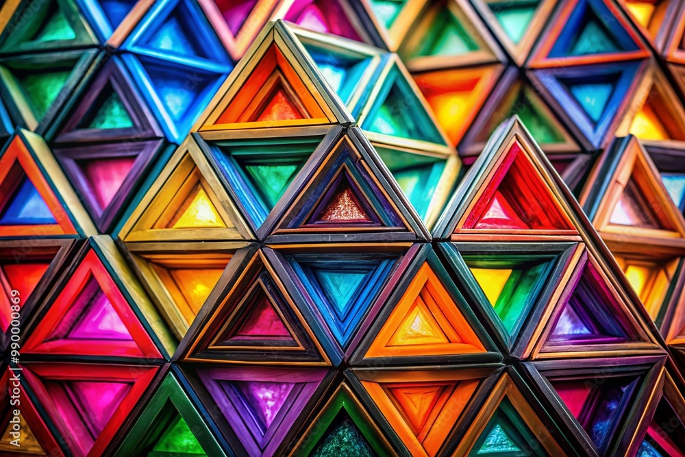 Poster various objects and designs featuring triangle shapes in creative and artistic presentations
