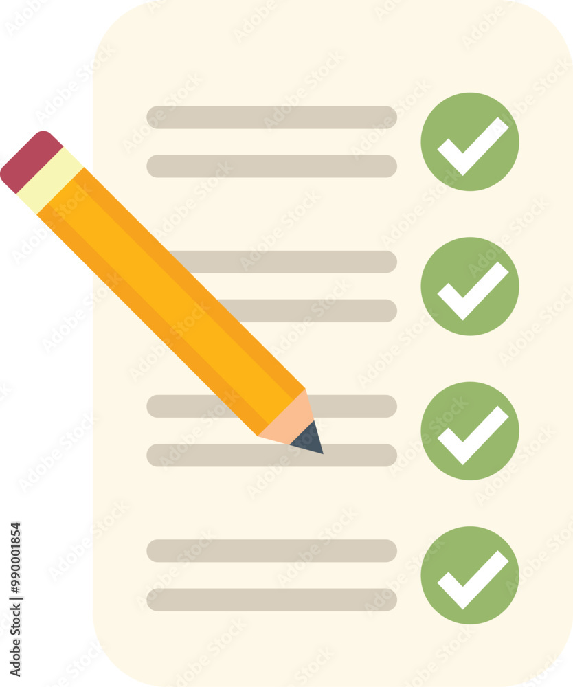 Poster this icon features a yellow pencil checking off items on a checklist, symbolizing task completion an
