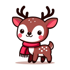 cute rudolph deer christmas santa clause animal character vector illustration template design