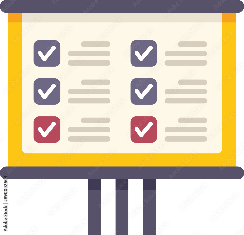 Poster whiteboard is showing a completed checklist with check marks on it