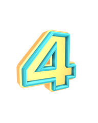 3D Number symbol Green and yellow