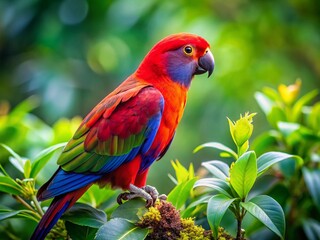 Vibrant Agapor Roseicollis Parrot Perched on Branch Surrounded by Lush Green Foliage in Nature